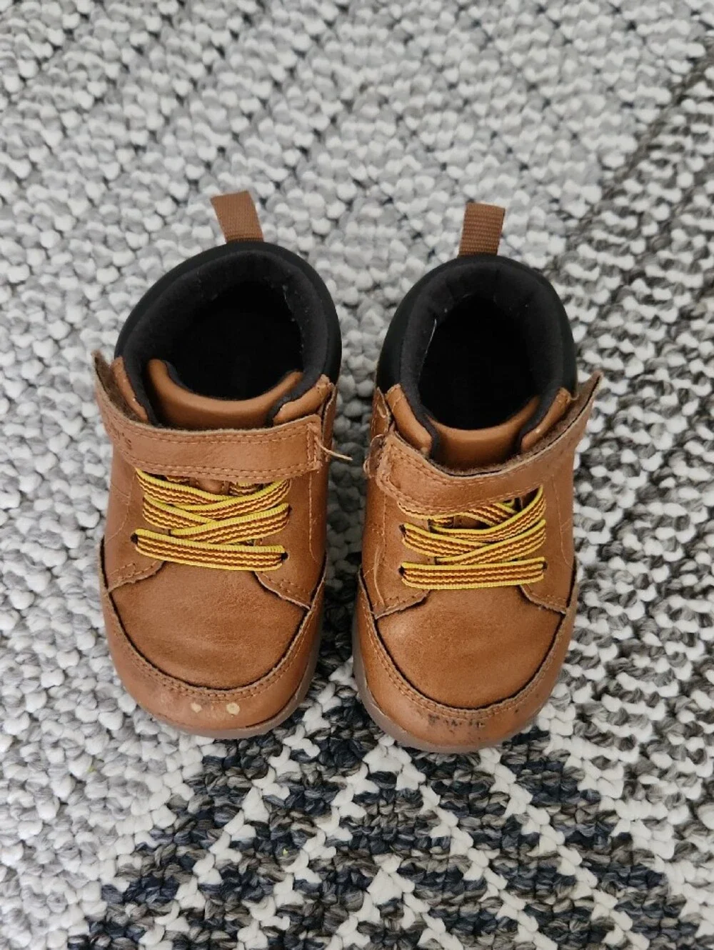 Carter's Tan Brown Toddler Boots with Yellow Laces - Size 4